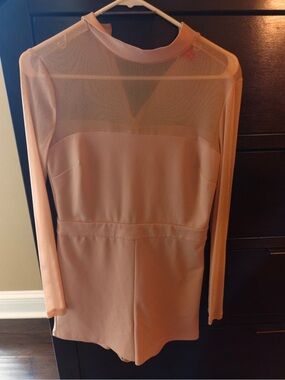 Guess Long Sleeve Peach Mesh Yoke Romper Dress